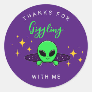 Sticker Rond Parti Anniversaire de enfant Alien
