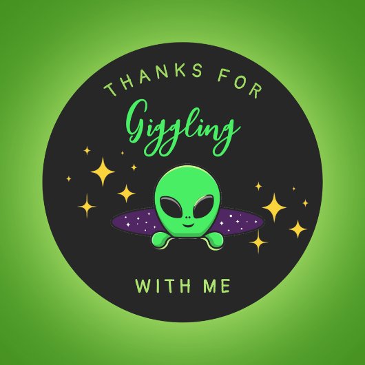Sticker Rond Parti Anniversaire de enfant Alien