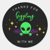 Sticker Rond Parti Anniversaire de enfant Alien (Devant)