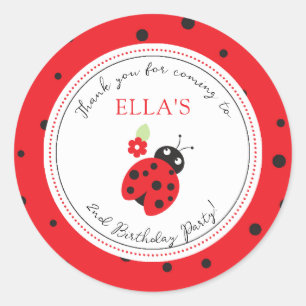 Sticker Rond Parti Anniversaire de enfant Cutest Little Ladybug