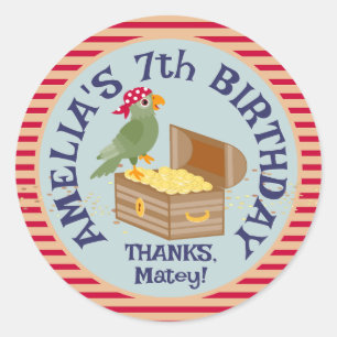 Sticker Rond Parti Anniversaire de enfant pirate