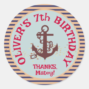 Sticker Rond Parti Anniversaire de enfant pirate