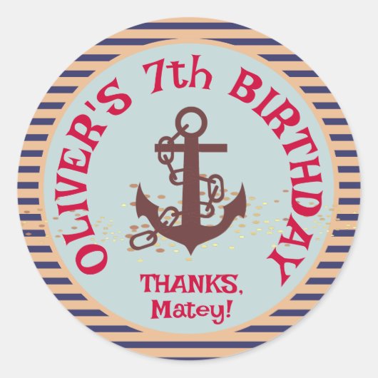 Sticker Rond Parti Anniversaire de enfant pirate (Devant)