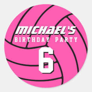Sticker Rond Parti Anniversaire de enfant sportif de volley-bal