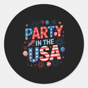 Sticker Rond Parti Aux Etats-Unis 4 juillet L'Indépendance De L