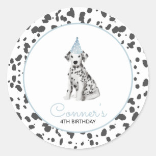 Sticker Rond Parti dalmate bleu chien