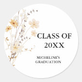 Sticker Rond Parti de graduation Fleur sauvage moderne (Devant)