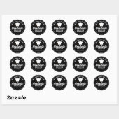 Sticker Rond Parti de graduation moderne noir blanc 2025 (Feuille)