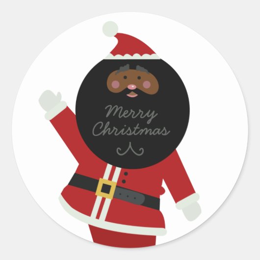 Sticker Rond Parti de Père Noël noir mignon (Devant)