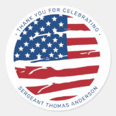 Sticker Rond Parti de retraite militaire drapeau américain patr (Devant)