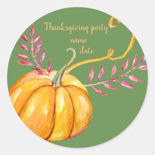 Sticker Rond Parti de Thanksgiving citrouille (Devant)