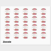 Sticker Rond Parti d'engagement floral rouge et rose (Feuille)