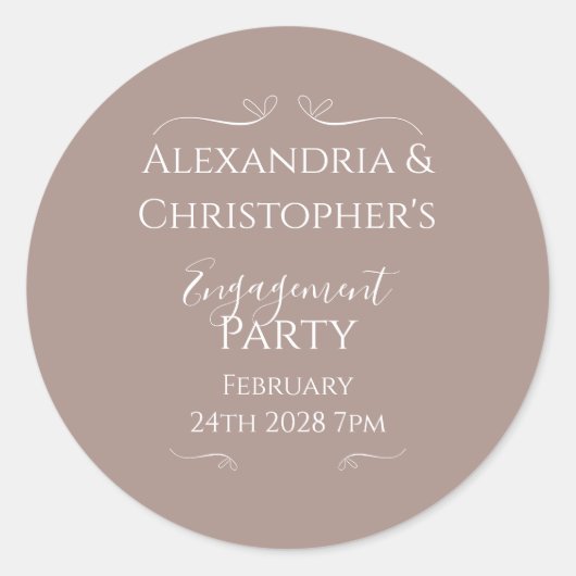 Sticker Rond Parti d'engagement Mariage moderne chic (Devant)