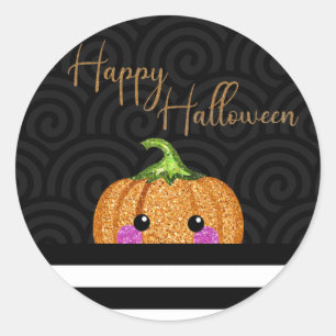 Sticker Rond Parti d'Halloween en citrouille de la parties scin