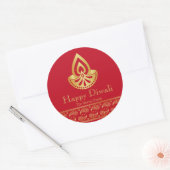 Sticker Rond Parti Diwali Rouge et or Favoriser (Enveloppe)