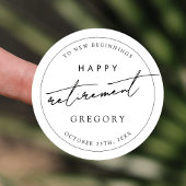 Sticker Rond Parti minimaliste de retraite noir blanc