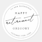 Sticker Rond Parti minimaliste de retraite noir blanc (Devant)