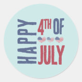 Sticker Rond Parti patriotique mignon Drapeau américain 4 juill (Devant)