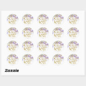 Sticker Rond Parti Quinceanera Florale de papillon pourpre (Feuille)