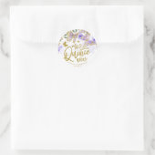 Sticker Rond Parti Quinceanera Florale de papillon pourpre (Sac)