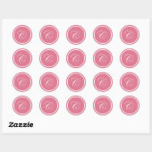 Sticker Rond Parti sceau rose princesse C initial en faveur (Feuille)