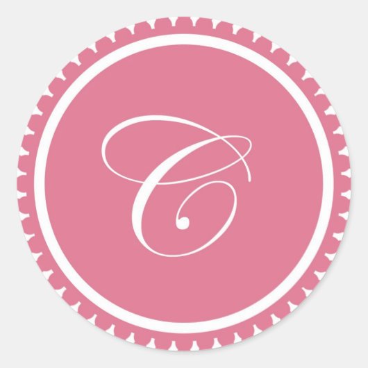 Sticker Rond Parti sceau rose princesse C initial en faveur (Devant)