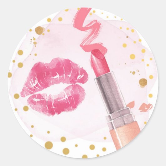 Sticker Rond Parti spa Glitz Glam Glamor Girl Maquillage Rose O (Devant)