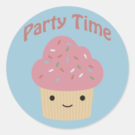 Sticker Rond Parti TIme Cupcake (Devant)