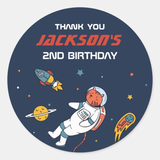 Sticker Rond Partie Anniversaire de enfant de l'astronaute de t (Devant)