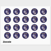 Sticker Rond Partie Anniversaire de enfant de l'astronaute T-Re (Feuille)