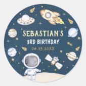 Sticker Rond Partie Anniversaire de l'astronaute (Devant)
