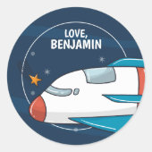 Sticker Rond Partie d'anniversaire de l'astronaute spatiale (Devant)