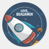 Sticker Rond Partie d'anniversaire de l'astronaute spatiale (Devant)