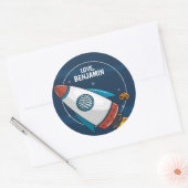 Sticker Rond Partie d'anniversaire de l'astronaute spatiale (Enveloppe)