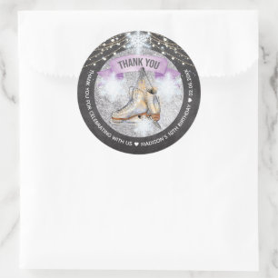 Sticker Rond Partie de patinage sur glace personnalisée