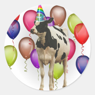 Sticker Rond Partie de thème de vache à anniversaire