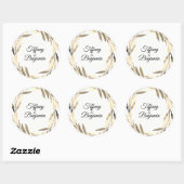 Sticker Rond Partie d'engagement des Mariages de la feuille d'o (Feuille)