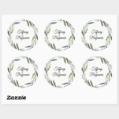 Sticker Rond Partie d'engagement Mariage de la feuille verte mo (Feuille)