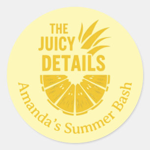 Sticker Rond Partie Phrase Personnalisée De L'Ananas Jaune En G