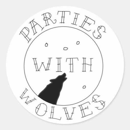 Sticker Rond Parties avec l'autocollant de loups (Devant)