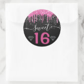 Sticker Rond Parties scintillant à séchage rose et noir chaud d (Sac)