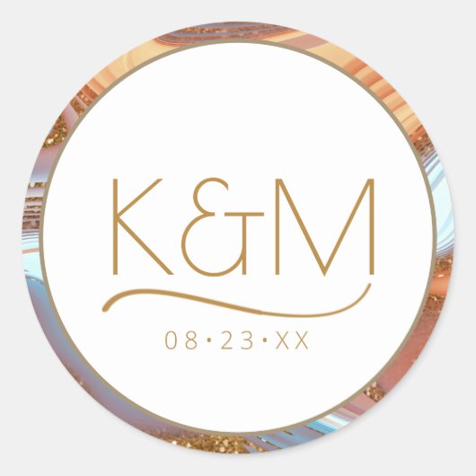 Sticker Rond Parties scintillant Abstraite Strata Border Mariag (Devant)