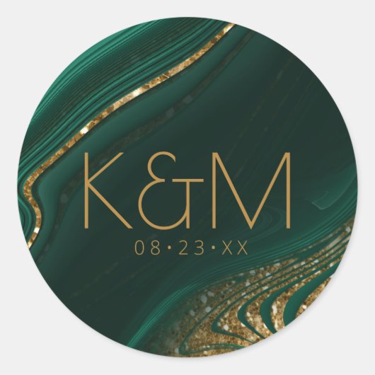 Sticker Rond Parties scintillant Abstraite Strata Mariage Green (Devant)