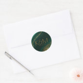 Sticker Rond Parties scintillant Abstraite Strata Mariage Green (Enveloppe)
