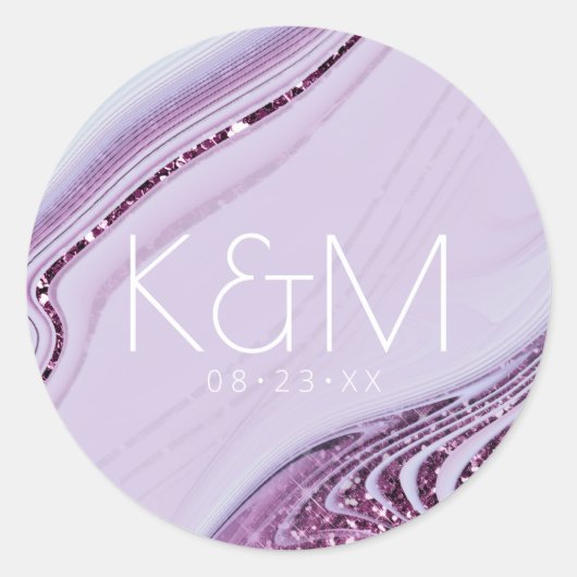 Sticker Rond Parties scintillant Abstraite Strata Mariage Lilac (Devant)