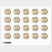 Sticker Rond Parties scintillant aquarelle et Merci d'huile (Feuille)
