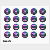 Sticker Rond Parties scintillant arc-en-ciel Drithday Party (Feuille)