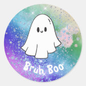 Sticker Rond Parties scintillant arc-en-ciel mignon Fantôme boi (Devant)