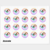 Sticker Rond Parties scintillant arc-en-ciel mignonne sirène pe (Feuille)