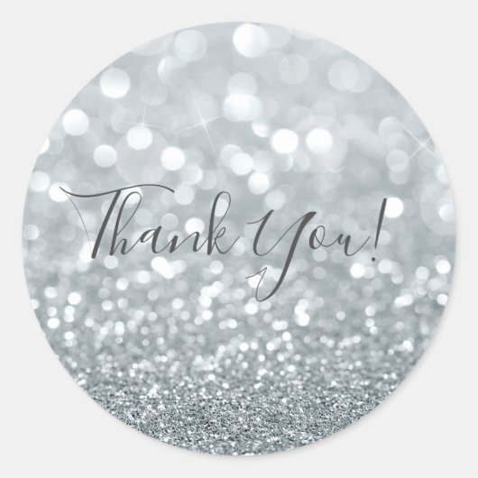 Sticker Rond Parties scintillant argent blanc Bokeh Glam Sweet (Devant)
